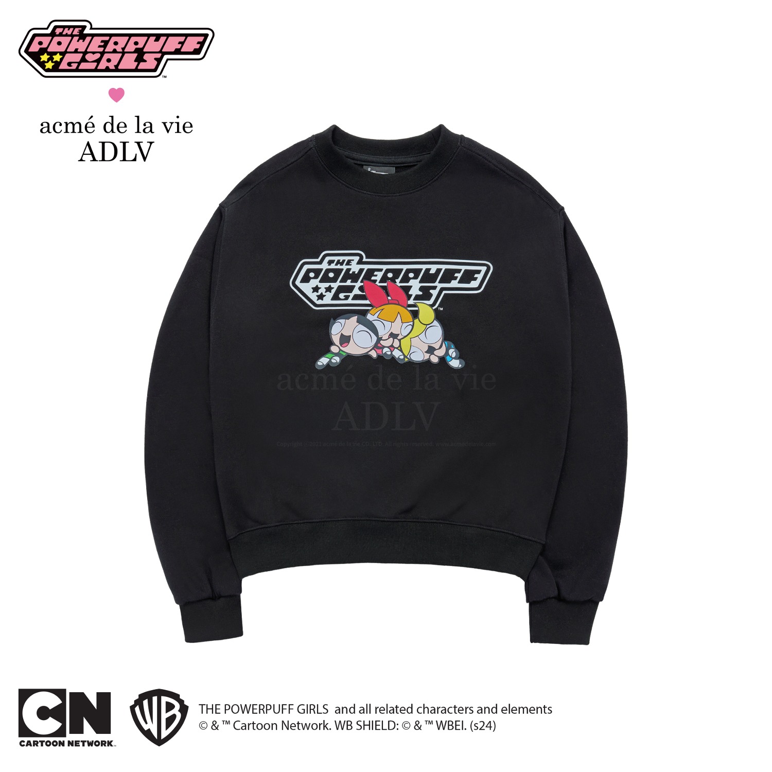 The Powerpuff Girls x acmedelavie logo crop sweatshirt BLACK
