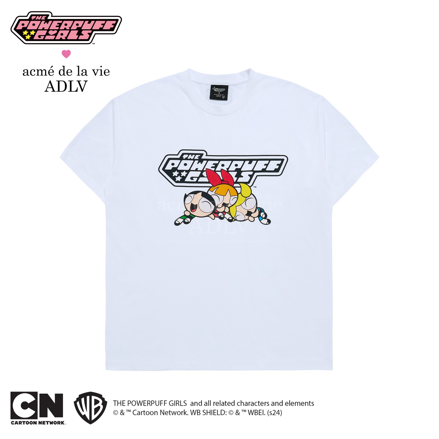 The Powerpuff Girls x acmedelavie logo t-shirts WHITE