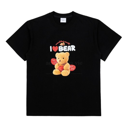 [아크메드라비] I LOVE TEDDY BEAR SHORT SLEEVE T-SHIRT BLACK,아크메드라비 acmedelavie,아크메드라비