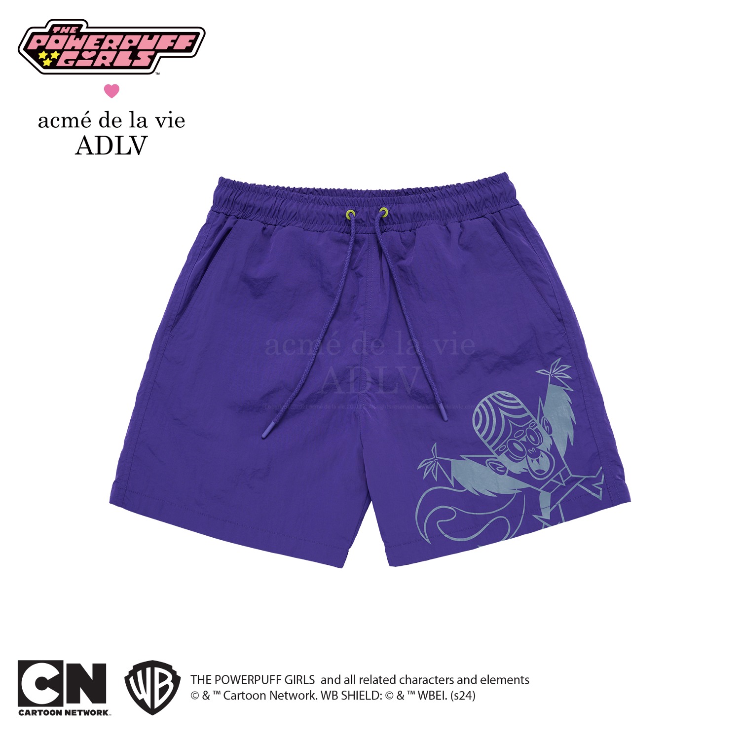 The Powerpuff Girls x acmedelavie Mojo Jojo artwork swim short pants PURPLE
