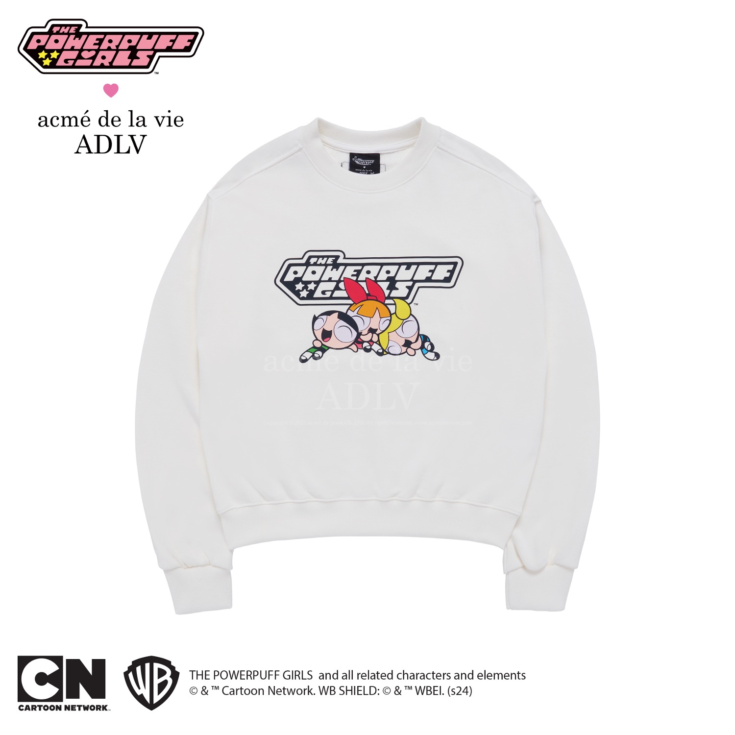 The Powerpuff Girls x acmedelavie logo crop sweatshirt CREAM