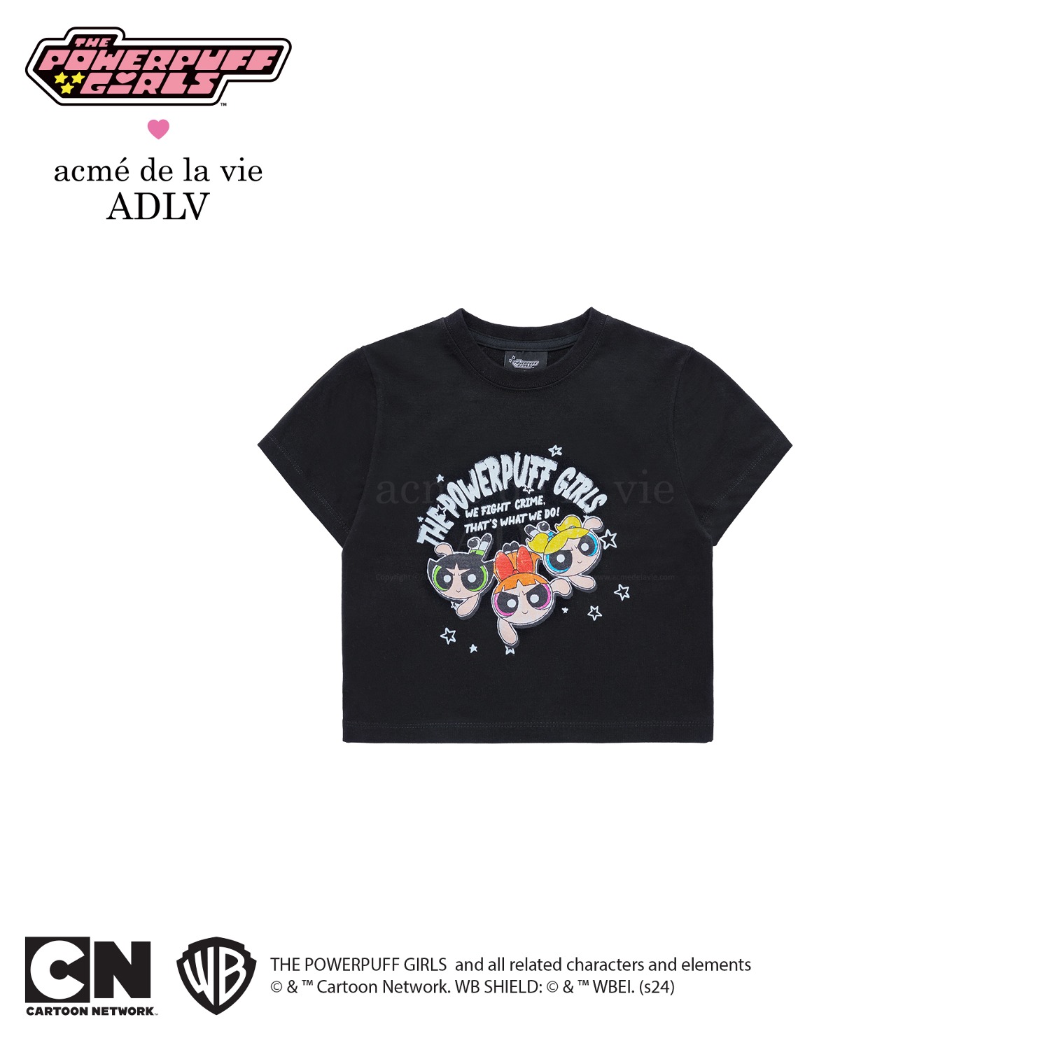The Powerpuff Girls x acmedelavie crayon artwork crop t-shirts BLACK(6월18일 입고예정)