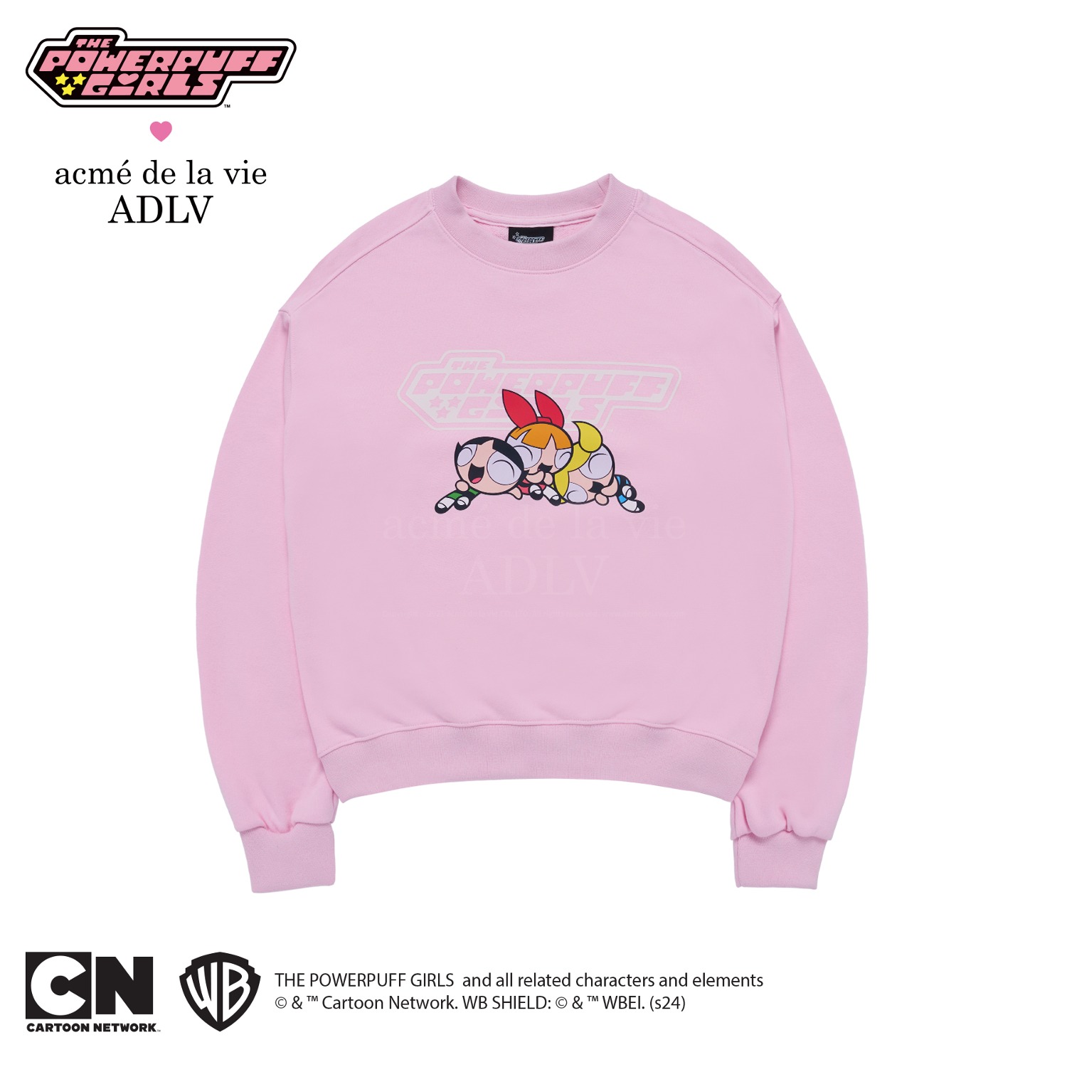 The Powerpuff Girls x acmedelavie logo crop sweatshirt LIGHT PINK