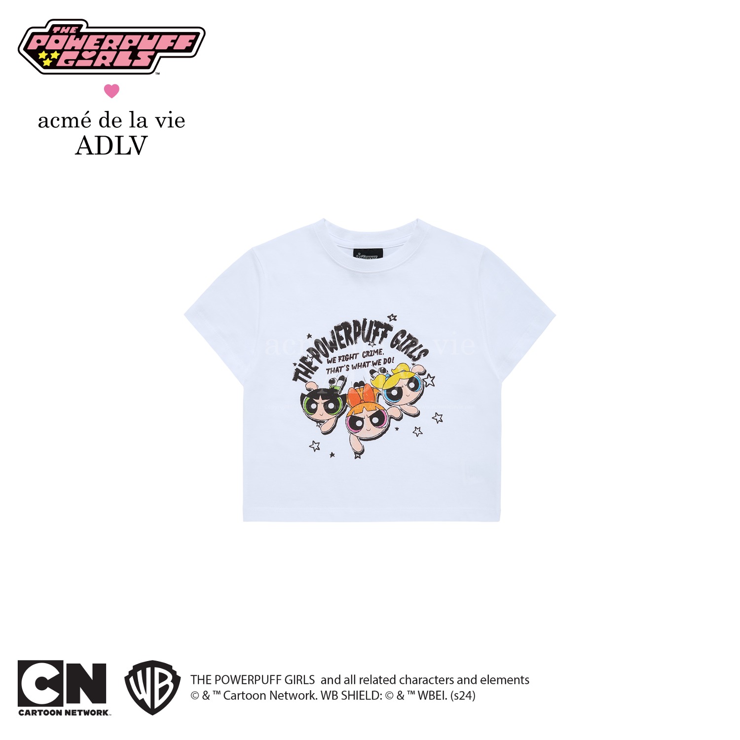 The Powerpuff Girls x acmedelavie crayon artwork crop t-shirts WHITE(6월18입고예정)