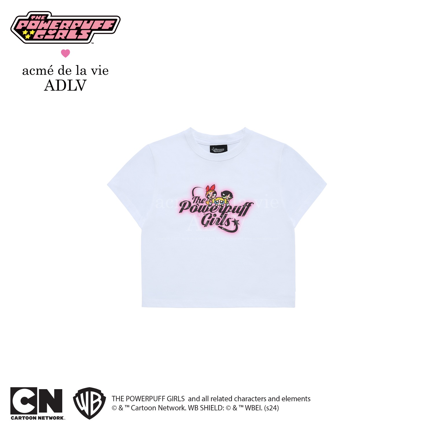 The Powerpuff Girls x acmedelavie gradient curlylogo crop t-shirts WHITE(6월13일 입고예정)